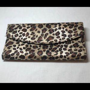 EUC Leopard Print Trifold Snap Closure Wallet